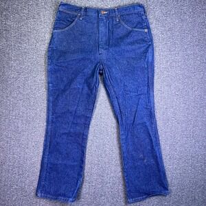 VTG Wrangler 945NAY Jeans Men 36x29 Blue Indigo Straight Retro Workwear USA made